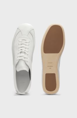 Nappa-leather trainers with debossed logo, White