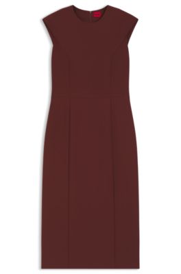 brown cap sleeve dress Pearson Short Sleeve Knit Midi Dress - Chocolate
