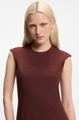 Slim-fit dress with cap sleeves, Brown