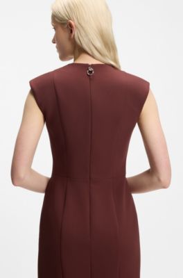 Slim-fit dress with cap sleeves, Brown