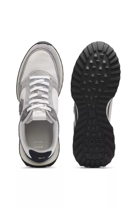 Suede-trim trainers with Double B monogram