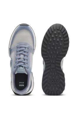 Sneakers mit Veloursleder-Details und Double-B-Monogramm, Hellblau