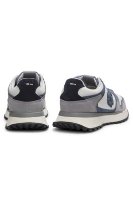 Suede-trim trainers with Double B monogram, Blue