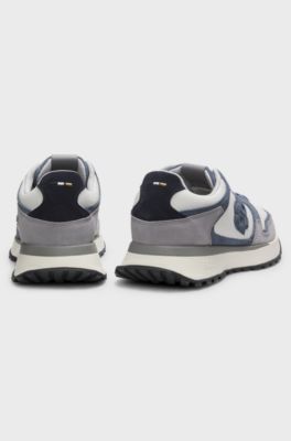 Suede-trim trainers with Double B monogram, Blue