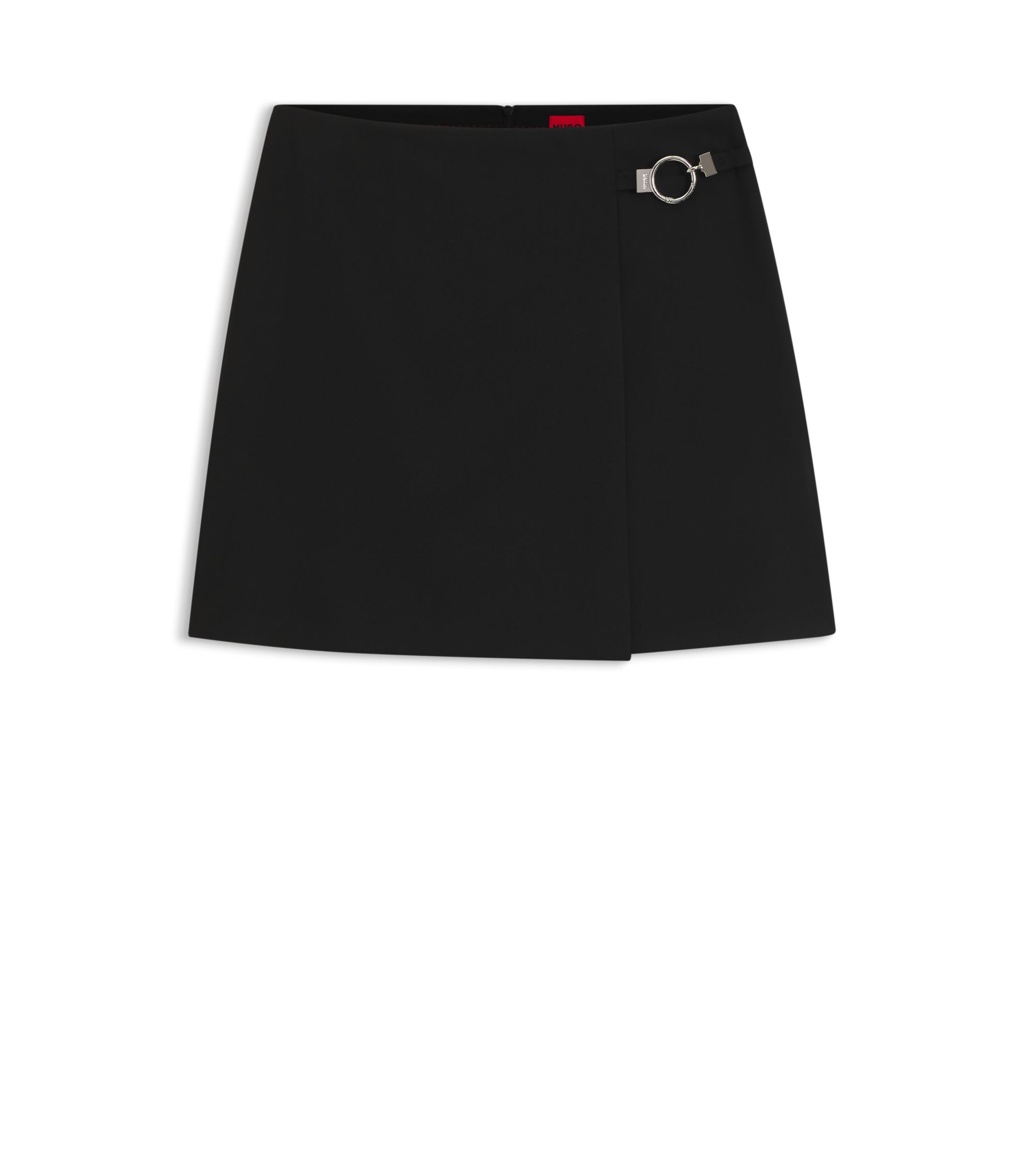HUGO - Wrap mini skirt with metal carabiner - Black