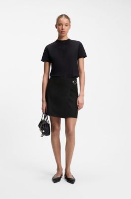 Wrap mini skirt with metal carabiner, Black