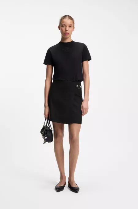 Wrap mini skirt with metal carabiner