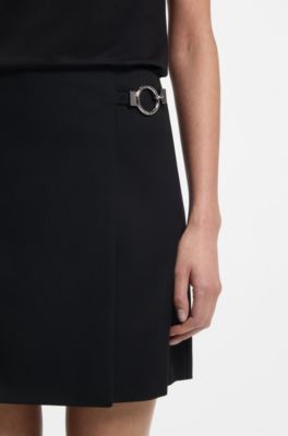 Wrap mini skirt with metal carabiner, Black