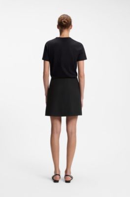 Wrap mini skirt with metal carabiner, Black
