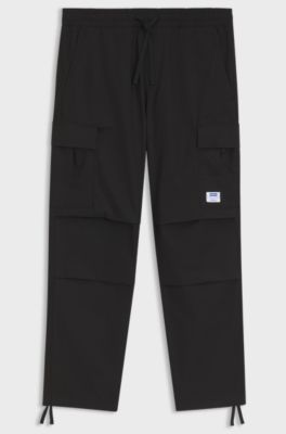 Relaxed-fit cargo trousers in cotton ripstop, Black
