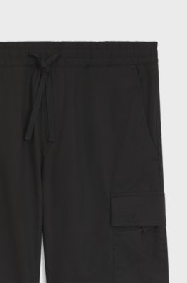Relaxed-fit cargo trousers in cotton ripstop, Black