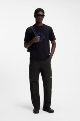 Relaxed-fit cargo trousers in cotton ripstop, Black