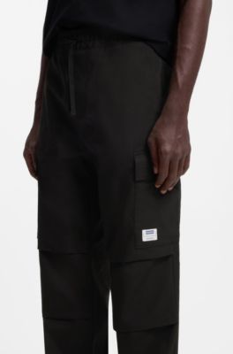 Relaxed fit cargobukser i bomulds-ripstop, Sort