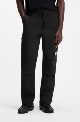 Relaxed-fit cargo trousers in cotton ripstop, Black