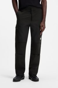 Relaxed-fit cargo trousers in cotton ripstop, Black