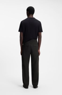 Relaxed-fit cargo trousers in cotton ripstop, Black