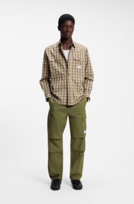 Relaxed-fit cargo trousers in cotton ripstop, Olive
