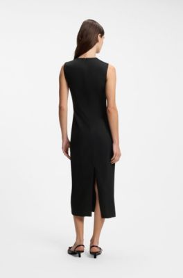 Midi-length dress with metal carabiner, Black