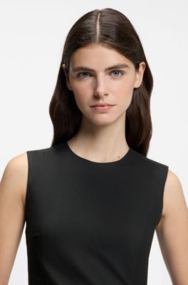 Midi-length dress with metal carabiner, Black