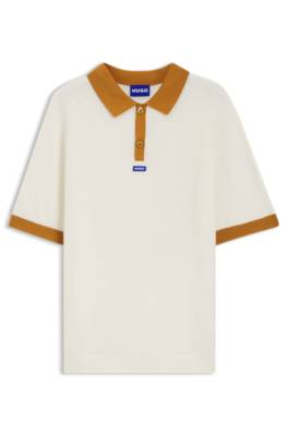 Hugo Waffle-knit polo in cotton with contrast trims pikéer herr – bild 4