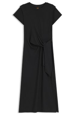 Midi jersey dress with knot detail
