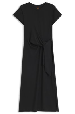 Boss Midi jersey dress with knot detail midiklänningar dam – bild 3