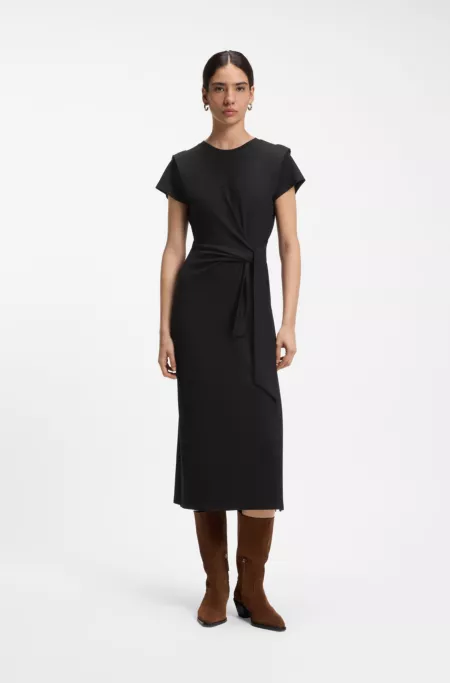 Midi jersey dress with knot detail