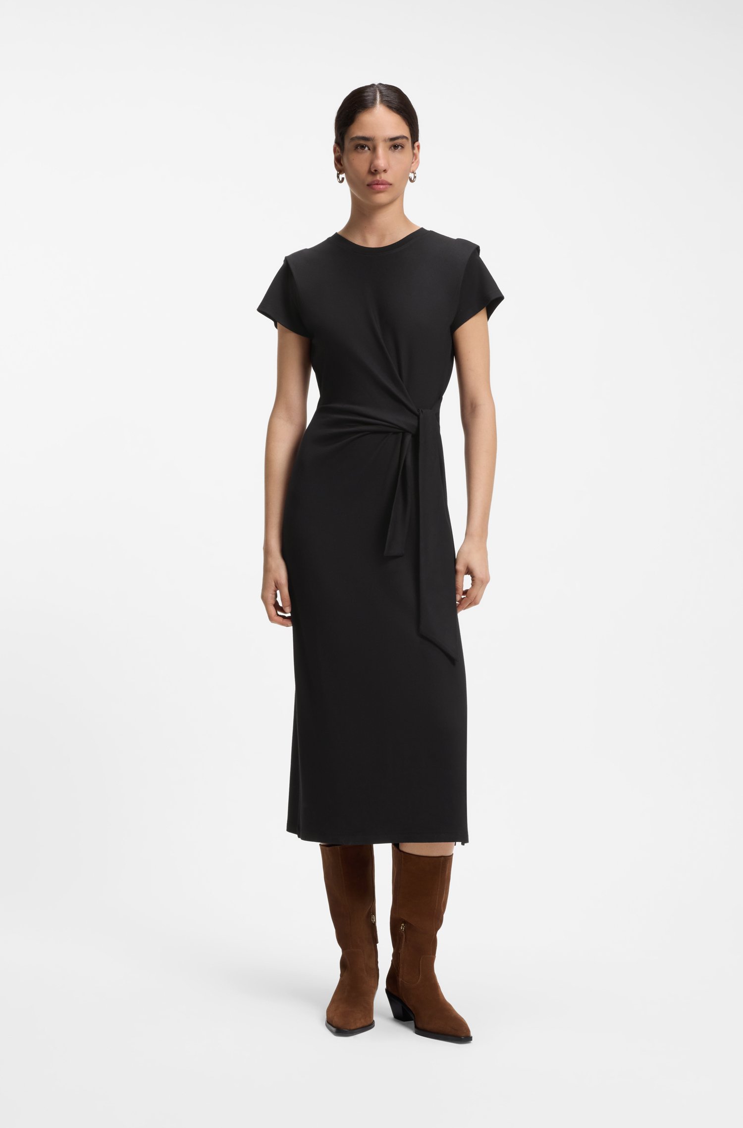 Boss Midi jersey dress with knot detail klänningar dam