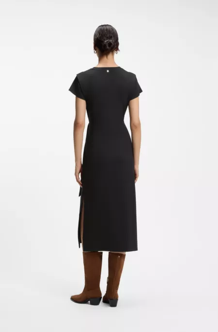 Robe mi-longue en jersey avec détail noué