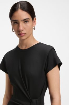 Midi jersey dress with knot detail, Black
