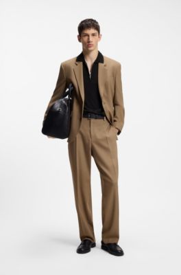 Knit polo with zipped neck, Black