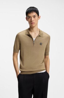 Knit polo with zipped neck