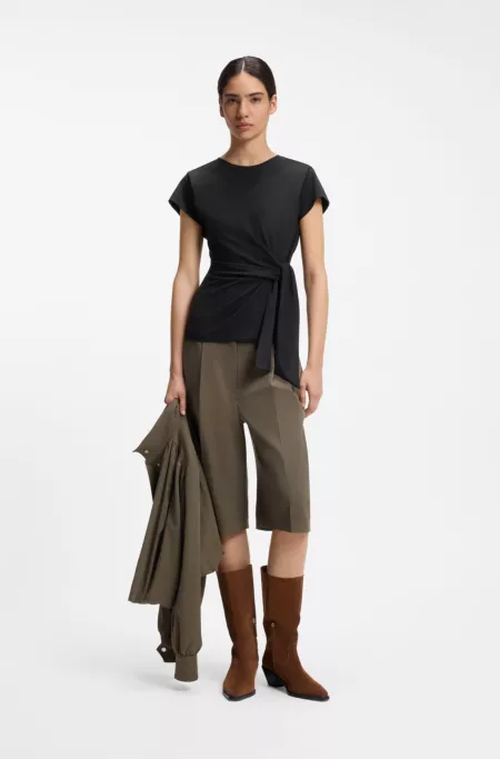 Fitted T-shirt with waist knot detail