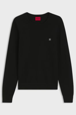 Knitted-piqu&eacute; sweater with metallic stacked logo, Black