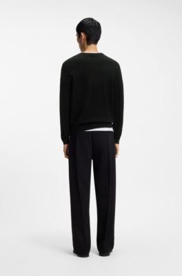 Knitted-piqu&eacute; sweater with metallic stacked logo, Black