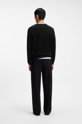 Hugo Knitted-piqué sweater with metallic stacked logo stickade tröjor herr – bild 3