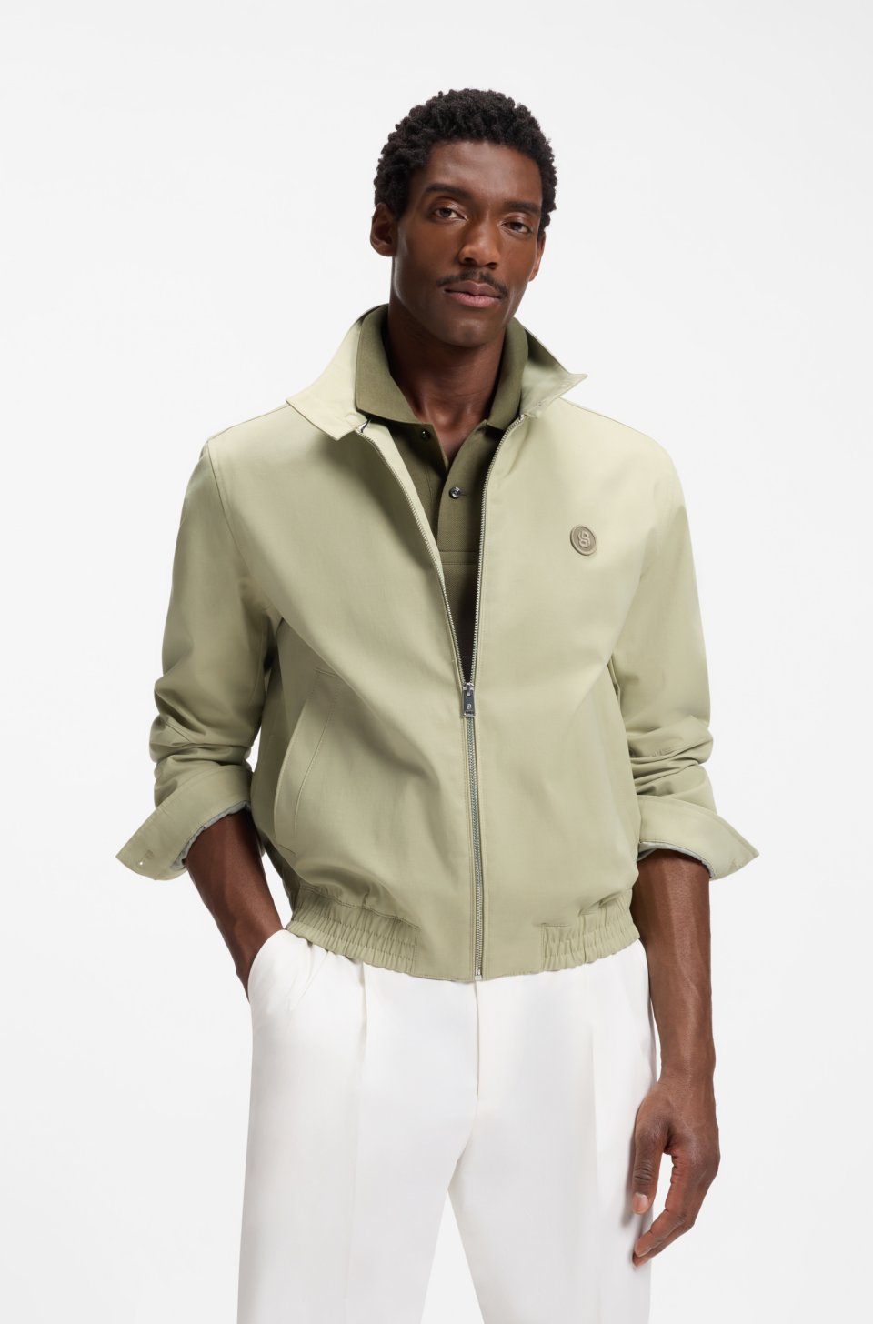 Water-repellent jacket in mercerised stretch cotton