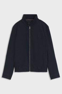 Giubbotto idrorepellente in cotone elasticizzato mercerizzato, Blu scuro