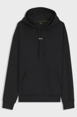 Cotton-blend hoodie with 3D logo, Black