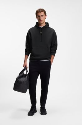 Cotton-blend hoodie with 3D logo, Black