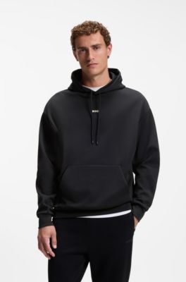 Cotton-blend hoodie with 3D logo, Black