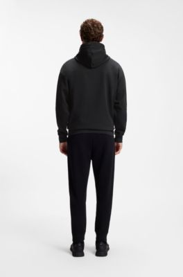 Cotton-blend hoodie with 3D logo, Black
