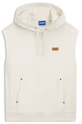 Sleeveless hoodie in cotton terry with logo badge 4