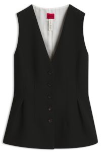 Sharp-fit waistcoat with peplum hem, Black