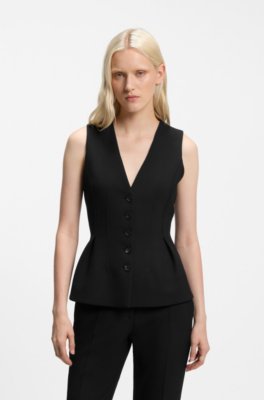 Sharp-fit waistcoat with peplum hem