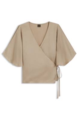 Cupro wrap top with kimono sleeves 1
