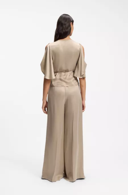 Cupro wrap top with kimono sleeves