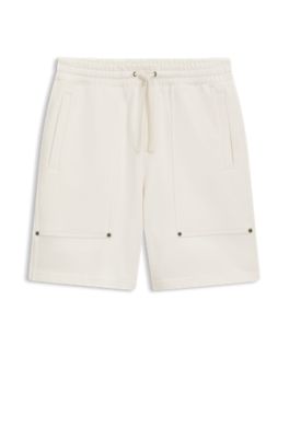Loose-fit shorts in cotton with utility pockets, Natural