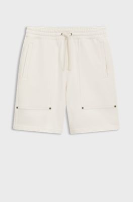 Loose-fit shorts in cotton with utility pockets, Natural