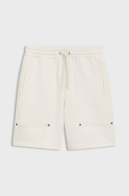 Loose-fit shorts in cotton with utility pockets, Natural